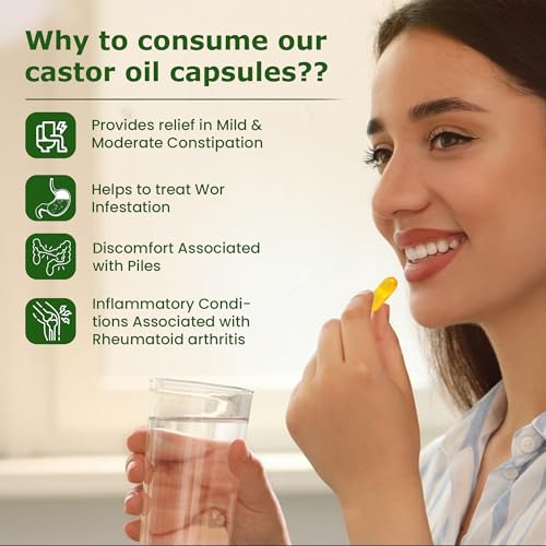 Image of Castrolax Castor Oil Capsules for Constipation Relief - 60 Soft-Gel Capsules, 700mg Per Capsule