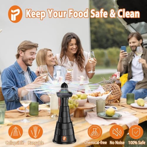 Fly Fans for Outdoor Table, 4 Pack Height Adjustable Food Fan with Reflective Blades, Table Fly Repellent Fan for Patio, BBQ, Picnic, Camping & Indoor Use - 4