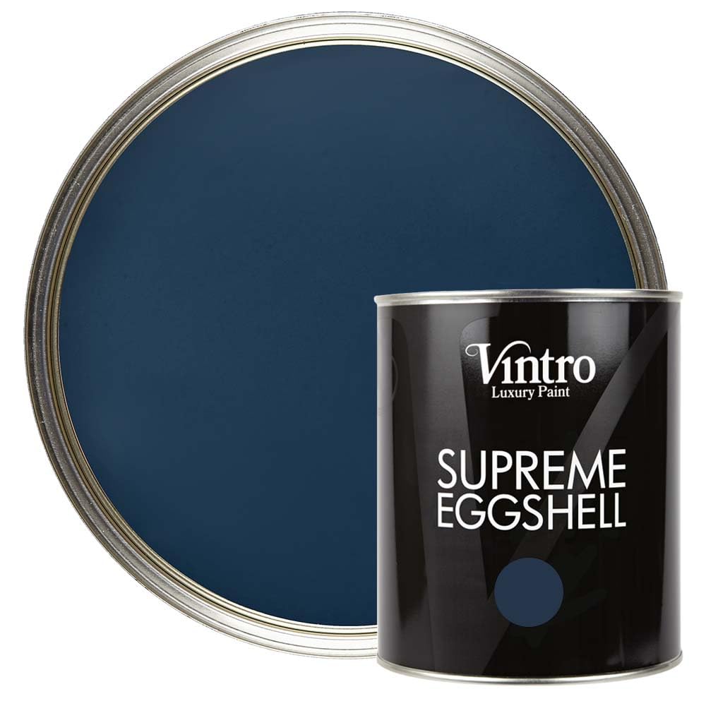 Vintro Paint Picasso Blue | Navy Blue Eggshell Paint | For Walls | Wood | Trim | Satin Furniture Paint | Interior & Exterior Use. 1 Litre (Picasso Blue)