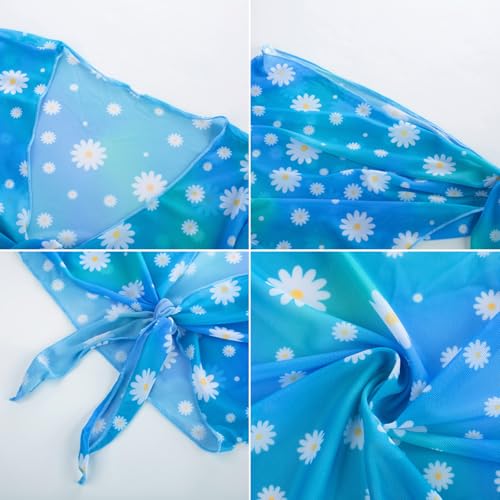 Image of GRACE KARIN Girls Bathing Suit Adjustable Taniki Swimsuit Tie Front 4 Piece Bikini Set with Kimono Cover Up 6-14