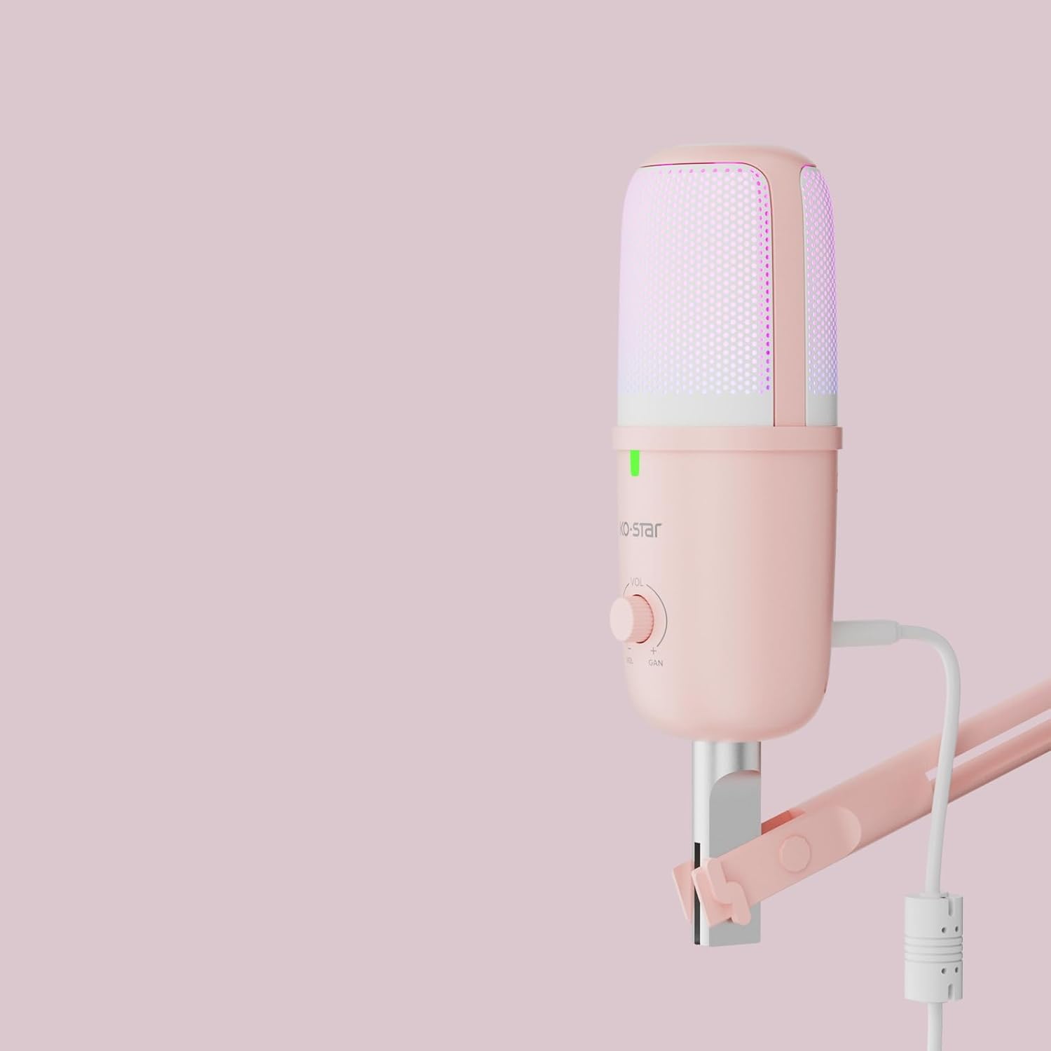 USB Microphone for PC,Computer Gaming Mic for PS4/ PS5/ Mac,Condenser Mic with Quick Mute,RGB Light,Pop Filter,Pick Up Sound from All Direction,Shock Mount for Recording (Salmon Pink)
