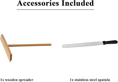 Miniatura 6 de Fabricante eléctrico del crepe plancha grande de los crepes de la máquina de la torta de 16 pulgadas con el esparcidor de madera y la espátula