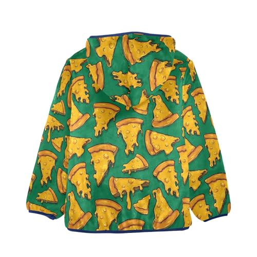 Cheese Pizza Toddler Fleece Jacket Baby Boys Hooded Zipper Long Sleeve Thick Warm Outerwear 3-10 Years2