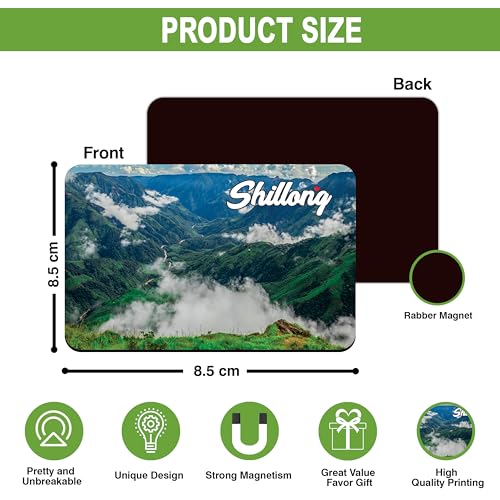 Image of Elegant Fridge Magnet with Themes |Rectangular Size Refrigerator Magnet with Magnetic Rubber Back | Pack of 1, 8.6cm X 5.4cm (Shillong)