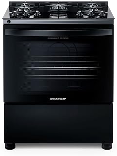 Fogão Brastemp 5 Bocas Preto Com Mesa de Vidro e Turbo Chama - BFS5VCE BIVOLT