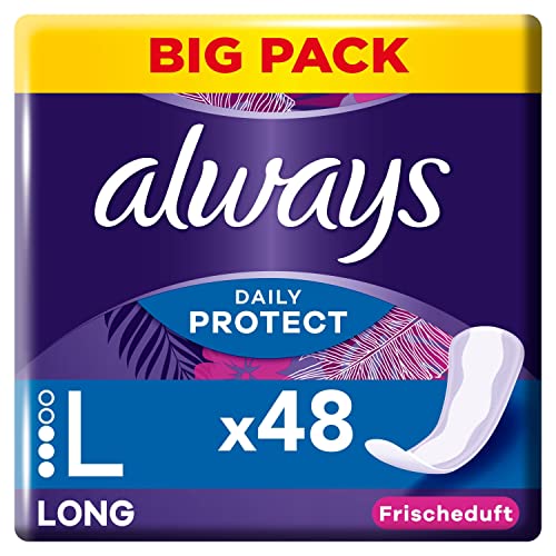 Always Daily Protect Slipeinlagen Damen, Long (48 Binden) Big Pack, Mit Frischem Duft, Atmungsaktiv, Flexibel