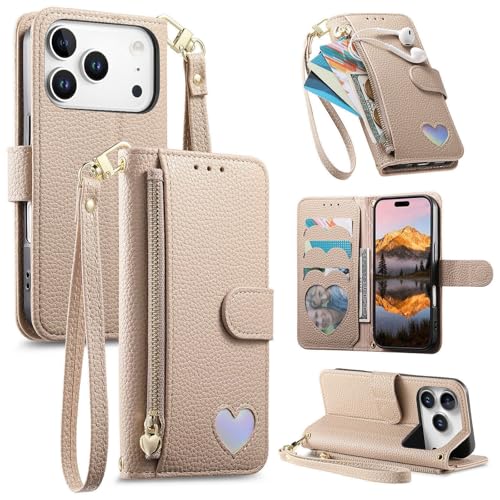 Étui portefeuille Samsung Galaxy S25 Edge avec fermeture éclair kaki