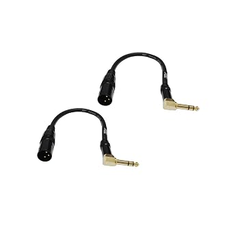 Audio2000S E14101P2 2-Pack 1-Foot Gold-Plated 1/4-Inch TRS Right Angle to XLR Male Balanced Recording/Stage/Patch/Audio Cables Total Two 1-Foot Cables