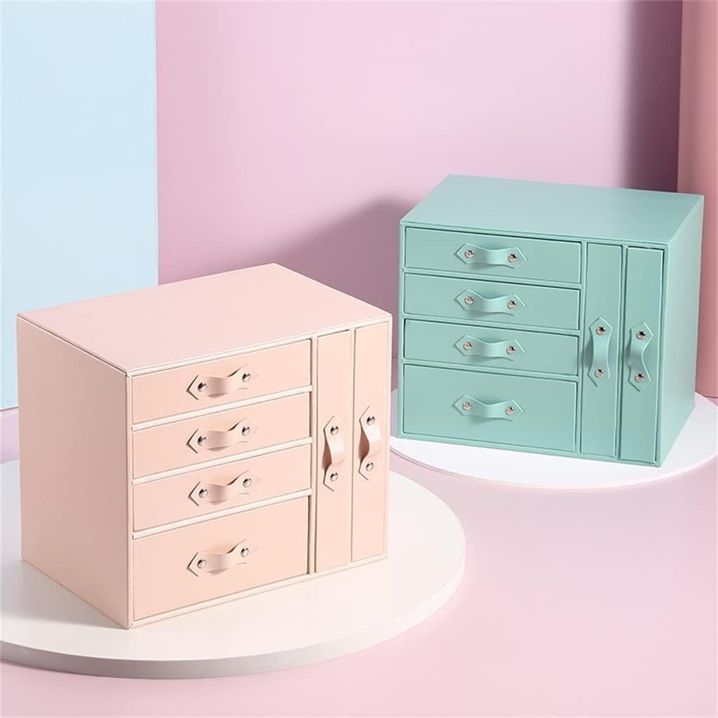 Pudełko na biżuterię, PU Leather & Flannel Jewelry Storage Drawer Box Multicolor 26x18x22cm(Green)