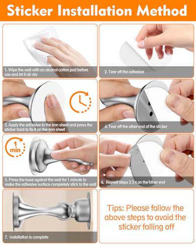 Door Stoppers Magnetic Door Catch, Stainless Steel Magnetic Door Stop 2 Pack, Double-Sided - image 8