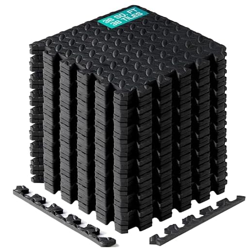 Yes4All Interlocking Exercise Foam Mats with Border – Interlocking Floor Mats for Gym Equipment – Eva Interlocking Floor Tiles (Black)