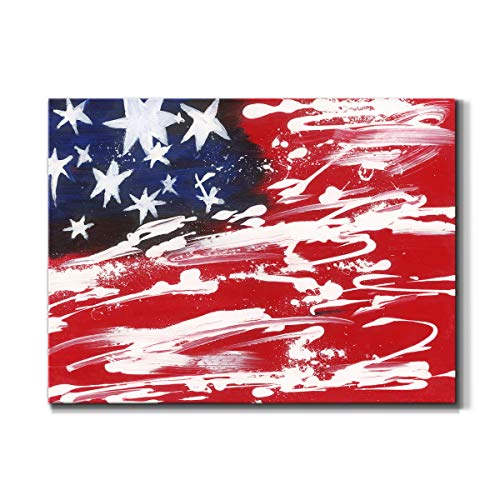 Renditions Gallery Patriotic Fever Wall Art, United States Flag Artwork, Red, White, & Blue, USA Premium Gallery Wrapped Canvas Décor, Ready to Hang, 18 in H x 27 in W, Made in America Print