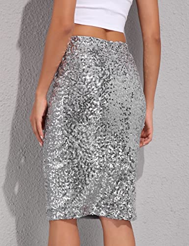 PrettyGuide Women's Sequin Skirt High Waist Sparkle Pencil Skirt Party Cocktail3