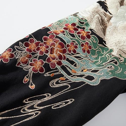 Cool Fox Embroiderd Hoodies Japanese Embroidery Hoodie Men Black Streetwear Sweatshirt Mens Fashion Pullover4