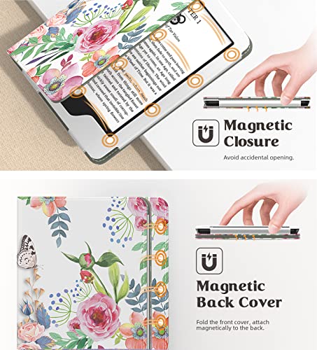 Image of MoKo Case for All-New 6 inch Kindle(11th Generation, 2024 /2022 Release) /(10th /8th Gen, 2019 /2016), Ultra Lightweight PU Shell Cover with Auto Wake /Sleep for Kindle 2024, Fragrant Flowers
