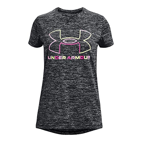 T-shirt Under Armour Girls Tech Big Logo rose et noir pour fille taille junior XS