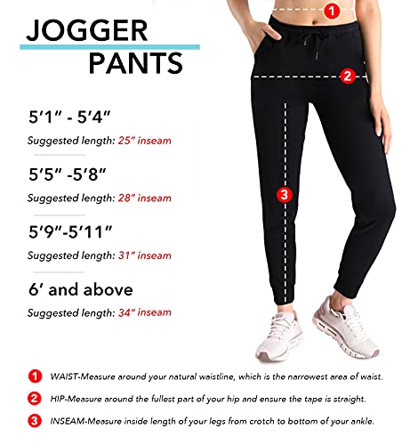 Yogipace,Petite Women's 25" Lightweight Anti-Shrink Active Joggers Lounge Sweatpants Yoga Jogger Pants, Black, L #TOP3