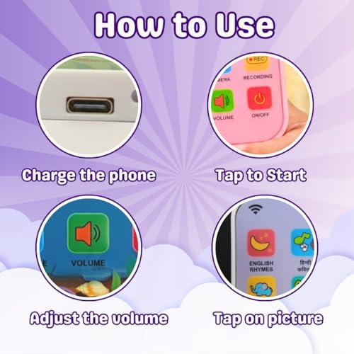 Image of Interactive Learning Phone for Kids with Recording Feature - Screen Free Educational Toy with Numbers, Alphabets, Songs, Rhymes, Lights & Sound for Toddlers (Smart Phone)