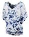 LL WT1116 Womens V Neck Short Sleeve Tie Dye Drape Dolman Top XXL WHITE_NAVY
