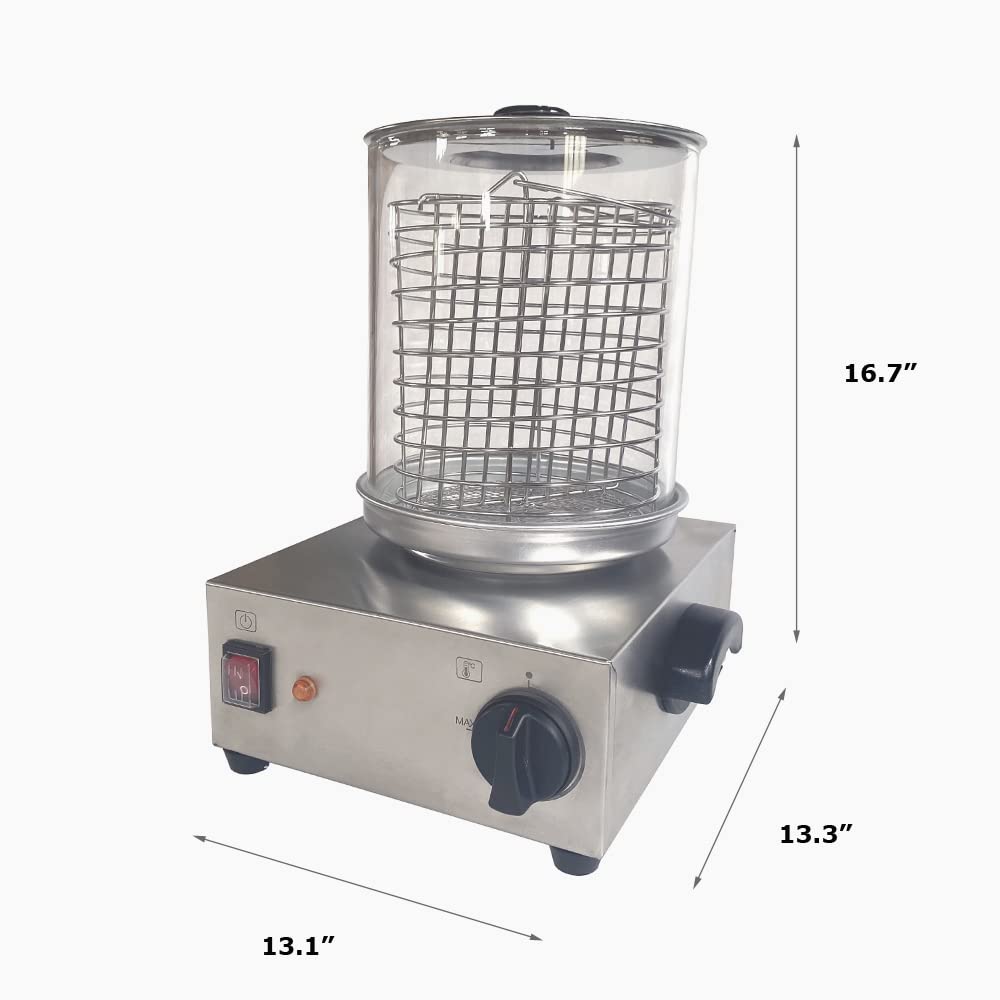 Calentador de vapor para perros calientes de 110 V, 300 W, parrilla eléctrica de salchichas, calentador de bollos de acero inoxidable, temperatura ajustable para bollos de perros calientes 2