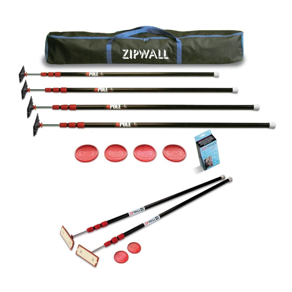 ZIPWALL10-Feet ZipPole Set with Plastic Sheeting Bundle (3 Items)