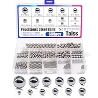 Taiss 600Stk 12Größe 1-8mm Stahlkugeln,Kugellager Kugeln,Edelstahlkugeln,Edelstahl Metallkugeln für Mountainbike Rad Präzisionsstahlkugeln 1mm 2mm 2.5mm 3mm 3.5mm 4mm 4.5mm 5mm 5.5mm 6mm 7mm 8mm