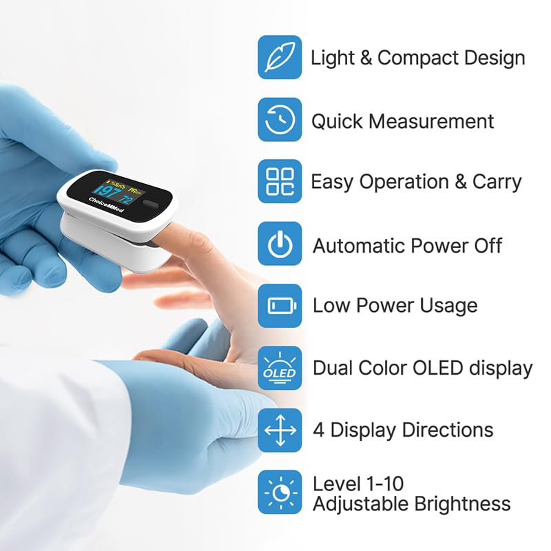 Choicemmed MD300cn310 Fingertip Pulse Oximeter | Pulse rate | Oxygen saturation | High accuracy | Easy operated and Carrie - Pack of 1 Choicemmed MD300cn310 Fingertip Pulse Oximeter | Pulse rate | Oxygen saturation | High accuracy | Easy operated and Carrie - Pack of 1