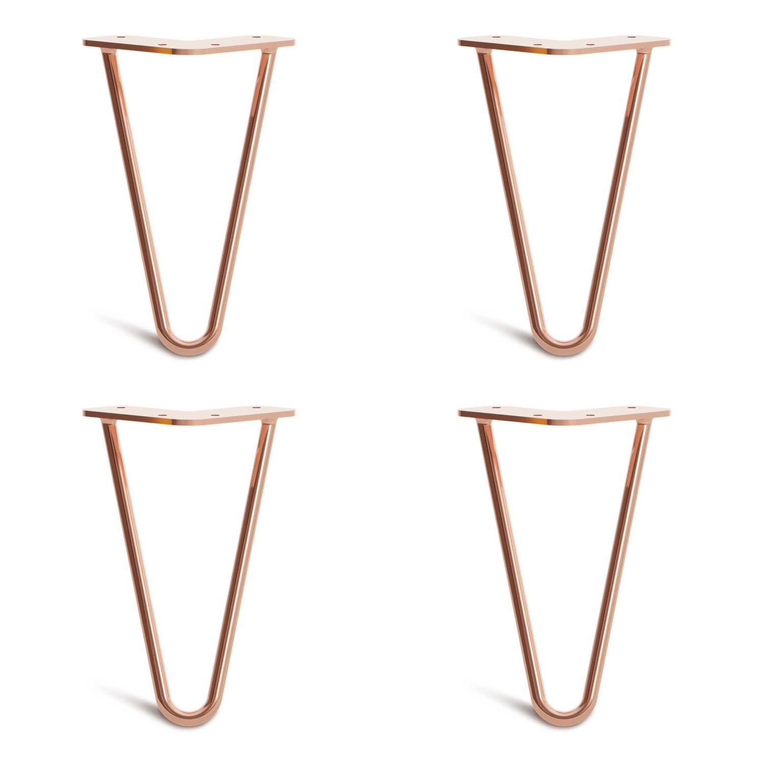 [HLC] 4 x Hairpin Table Legs – Superior Double Weld Steel Construction With Screws, Build Guide & Protector Feet Worth £8 Included! – 10mm Steel [8"/20cm,Copper] — image 1