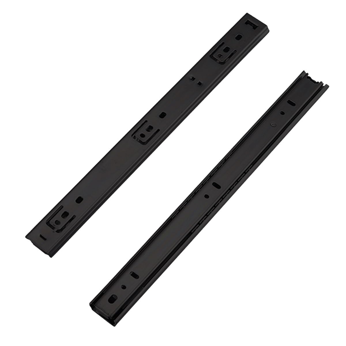 MOCNT 1 Pair (2 Piece) Heavy Duty 27mm Drawer Runners 400mm Drawer Rail Runners Ball Bearing Steel Drawer Slides Cabinet Sliding Extension Kitchen Desk Rail Runners Black
