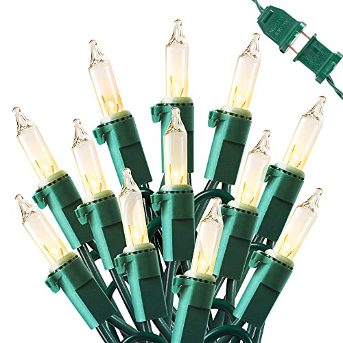 Hopolon 2 Pack 13ft 50 Clear Mini Christmas String Lights on Green Wire Cord for Indoor Outdoor Use, Connectable 120V Cl - Detailed View