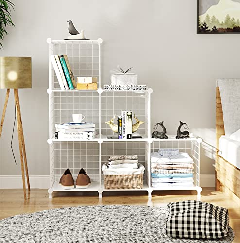 Awtatos Wire Cube Storage Organizer, Closet Organizers And Storage, Metal 6 Cube Storage Shelves Bookshelf, Portable Closet Clothes Organizer For Bedroom, Home, Office, White #TOP1