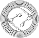 XiaZ Dog Tie Out Cable for Large Dogs, 15/20/30/50/70/100ft Heavy Duty Dog Cable Chain Up to 250lbs, Reflective Dog Lead Leash for Outside, Yard, Camping, (Silver, 250lbs 20ft)