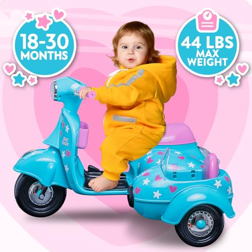 image for Kid Trax 6V Starlight Scooter with Sidecar for Kids, Ages 18-30 Months