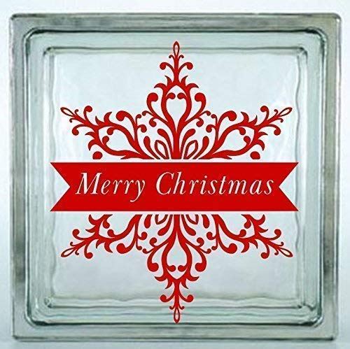 Merry Christmas Snowflake Decal. Choose Color and Size Metallic Chrome and Glitter Vinyl. For Car Windows, Crafting DIY, Glass Block, etc. Glass Block Not Included
