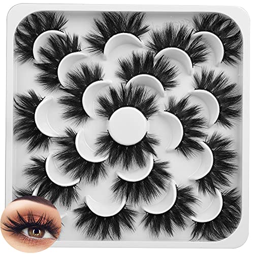 20mm 5D False Eyelashes Dramatic Crossed Lashes Fluffy High Volume False Lashes Zenotti Soft Reusable Fake Lashes 10 Pairs Faux Mink Lashes Pack