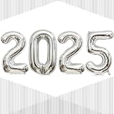 2025 Balloons,Gaint 40 Inch Silver 2025 Number Balloons,2025 Silver Balloons for New Year Eve Party Supplies 2025, New Years Decorations 2025, Christmas, Graduations Decorations