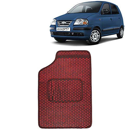 Image of Kingsway Dotted Design Car Floor Foot Mats Universal Fit for Hyundai Santro Xing, Model Year : 2003-2018, Water and Dustproof, Color Red, Set of 5 Pieces