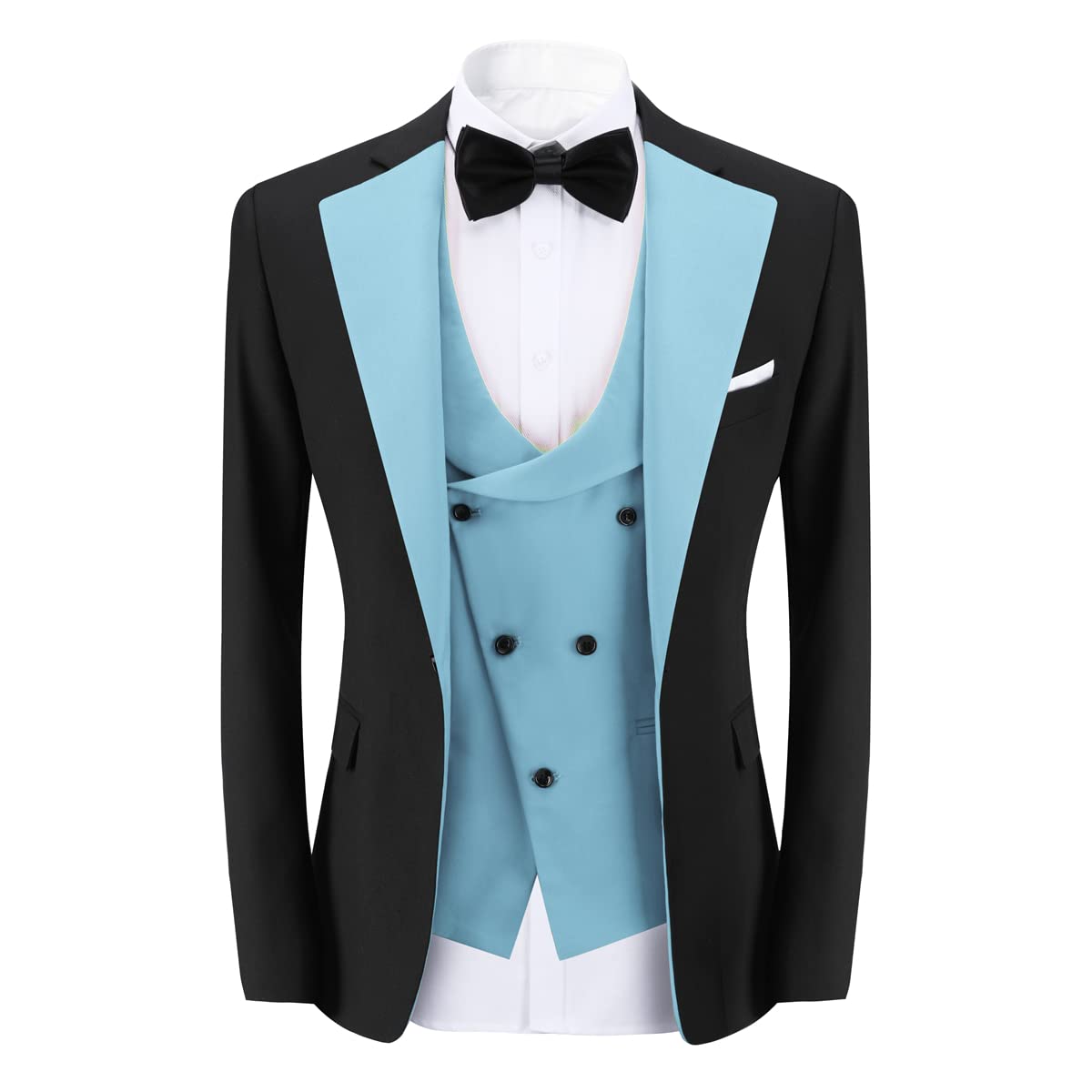 Sliktaa Traje de 3 piezas para hombre, con un botón, ajustado, formal, para boda, cena, chaleco y pantalones, multicolor