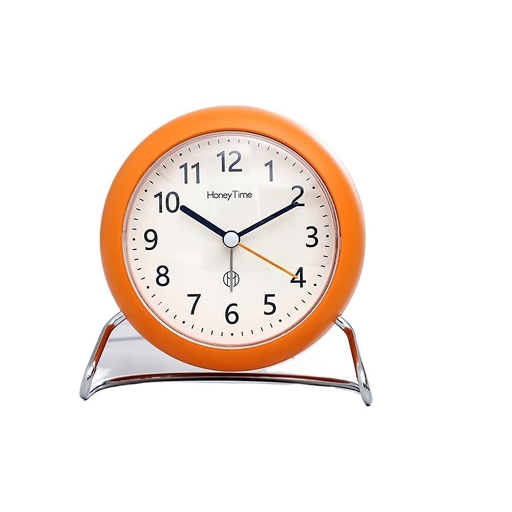 Despertador, Pequeño reloj despertador de escritorio, silencioso, minimalista, estilo escandinavo, sin timbre, con soporte, luz nocturna, fácil leer for decoración del hogar, dormitorio(Orange)