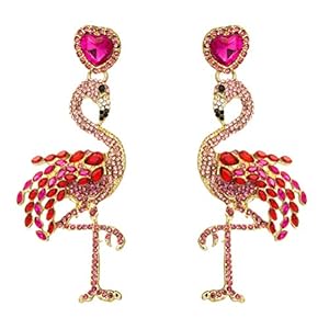 ABOOFAN 1 Paar Flamingo Vormige Oorbellen Stijlvolle Oorbel Oor Accessoires Casual Sieraden Party Oor Ornament voor Vrouwen Dames (Rood) Hawaii Party
