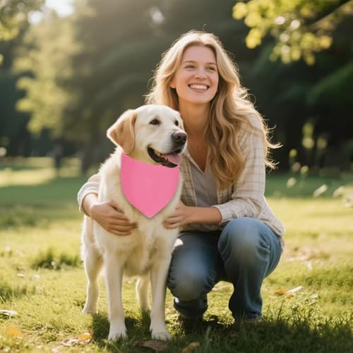 Agroon Blank Dog Bandanas Pink XLarge 1PCS, DIY Solid Cotton Triangle Scarf - 4
