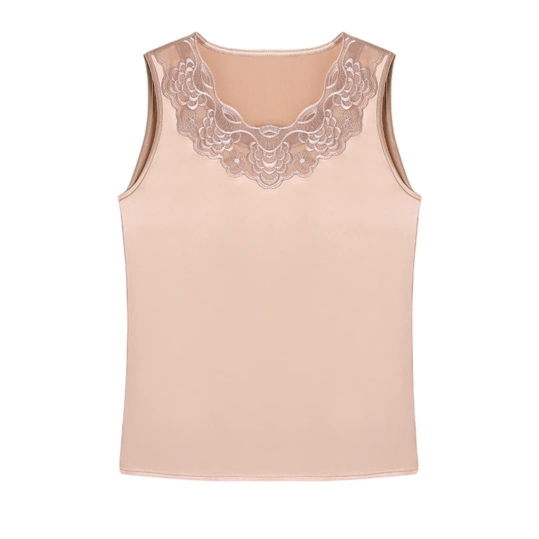 Canotte Senza Maniche con Scollo a O per Donna Camicetta in Raso con Patchwork a Rete scavata T-Shirt Estiva Casual PIC S
