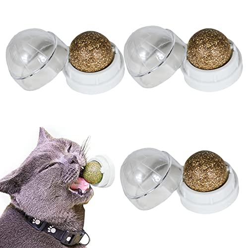 HREDZEO Kattenkruid Ballen Speelgoed voor Katten,3 Stks Catnip Muur Bal Kattenkruid Likken Bal Kat Mint Bal Draaibaar Likken Treats Speelgoed voor Katten Tanden Reiniging Interactief Speelgoed