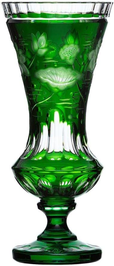 Arnstadt KristallVase crystal glass lotus emerald (42 cm) – crystal glass mouth-blown · hand-cut · handmade in Germany