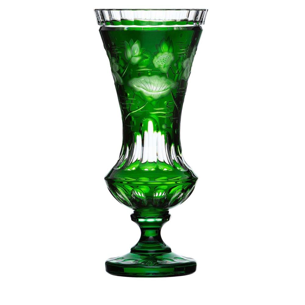Arnstadt KristallVase crystal glass lotus emerald (42 cm) – crystal glass mouth-blown · hand-cut · handmade in Germany