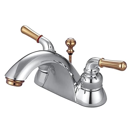 Kingston Brass KB2624 Naples 4-Inch Centerset Lavatory Faucet, Polished Chrome and Polished Brass