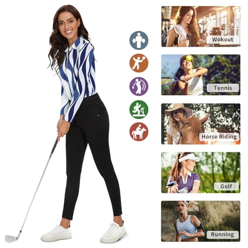 Image of Soneven Womens Golf Polo Shirts 3 /4 Long Sleeve V Neck Button Down Shirts Business Causal Work Blouses Tops