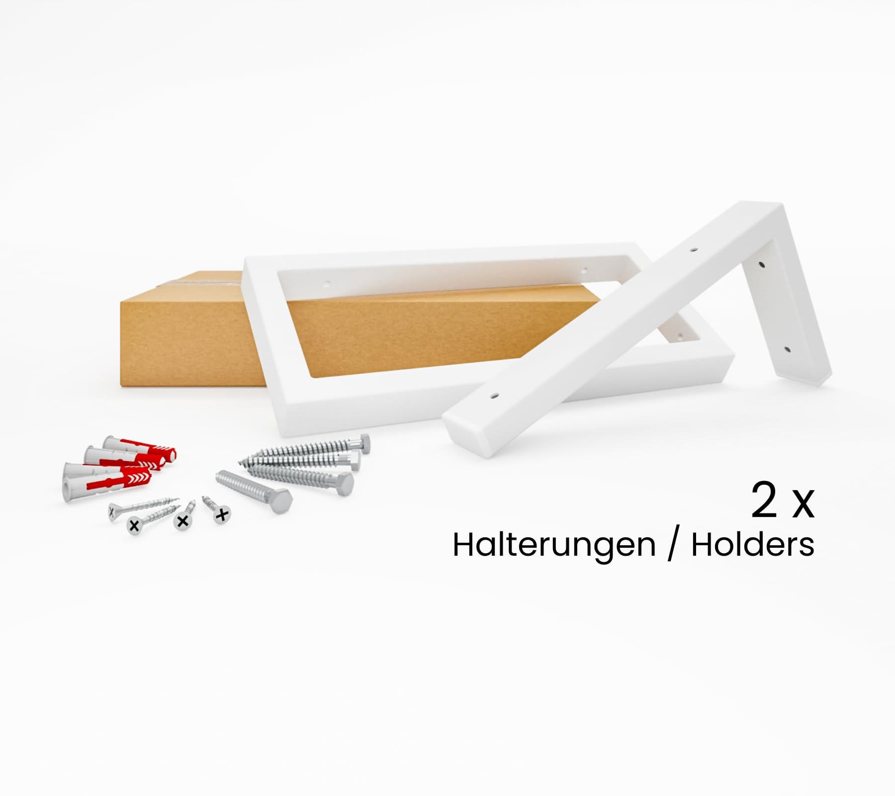 HEVVA Waschtischhalterung-Set - RHEIN-MAIN - Höhe 15 cm (40 cm, Weiß) | Waschtischbefestigung, Wandhalterung für Aufsatzwaschbecken, Waschtischkonsole, Waschtischträger Kombination