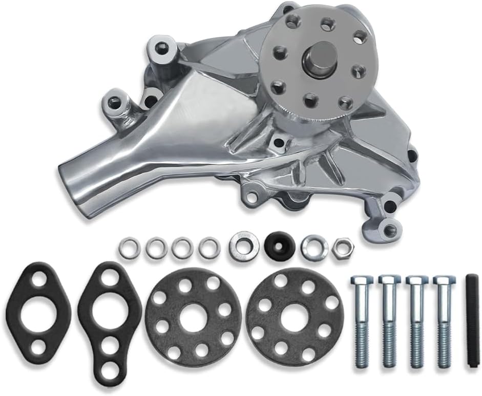 Polished Aluminum Long Water Pump for Chevy Small Block SBC 283 327 350 383 400 1958-1985 Standard Rotation