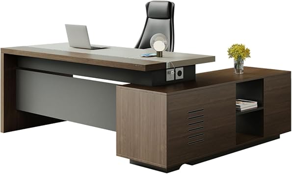 L Shaped Desk with Power, Computer Desk with Drawers, Corner Desk Gaming Desk Home Office Desk, 200cm